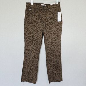 DKNY Brown Leopard Print Straight Leg Jeans